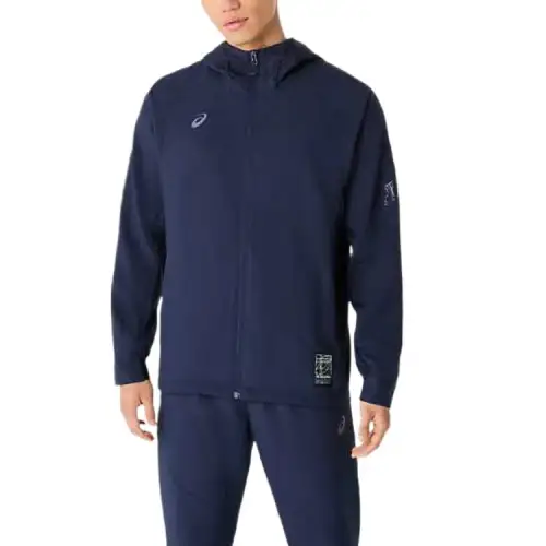 ASICS Jackets Men's Blue Hooded Moderate Other