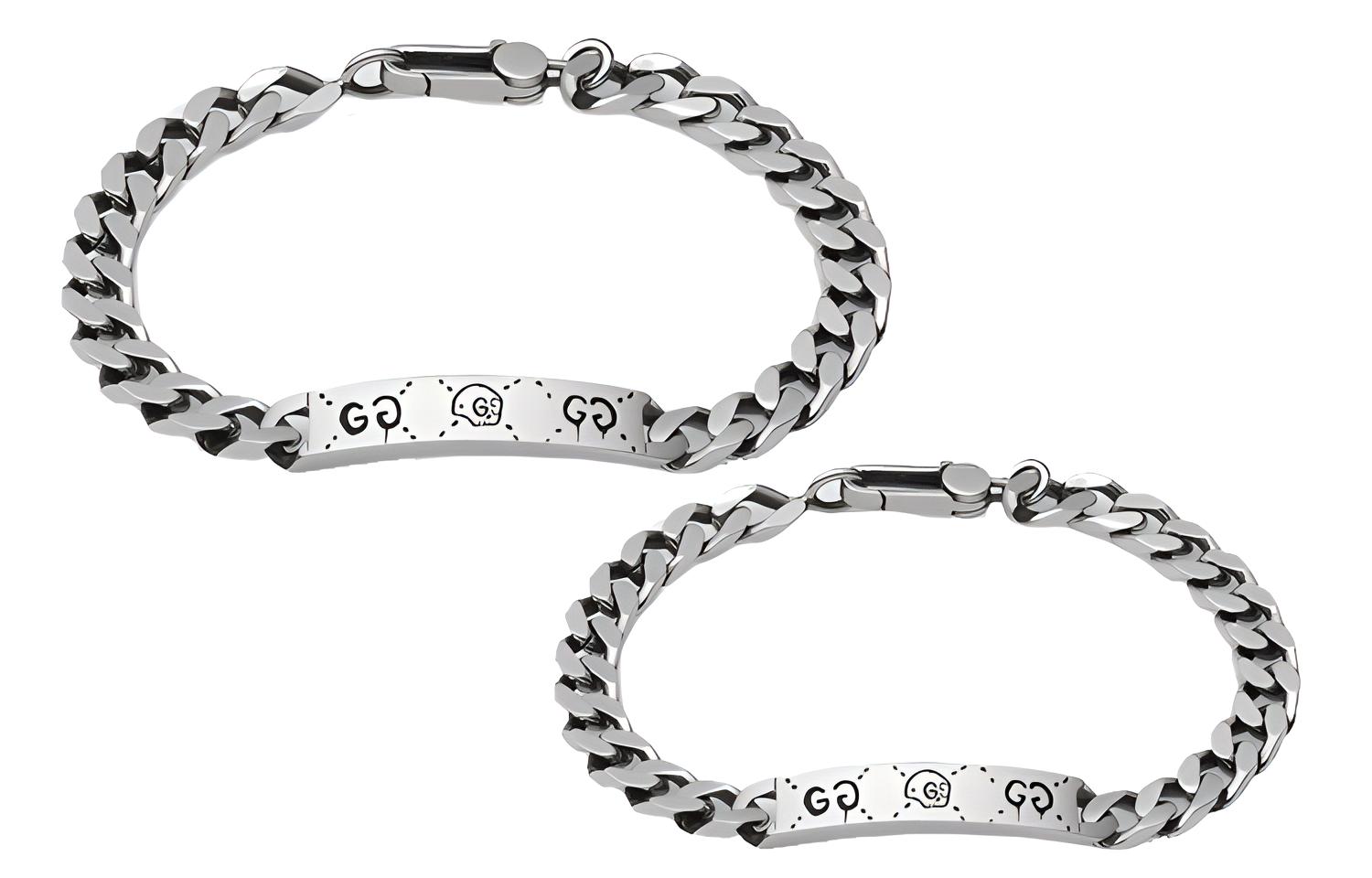 GUCCI Ghost 925 Sterling Silver Cuban Chain Unisex Silver