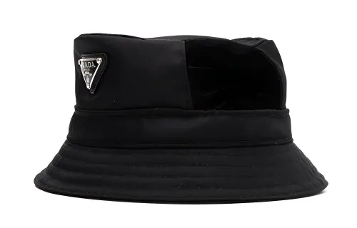 PRADA Canvas Bucket Hats Unisex Black