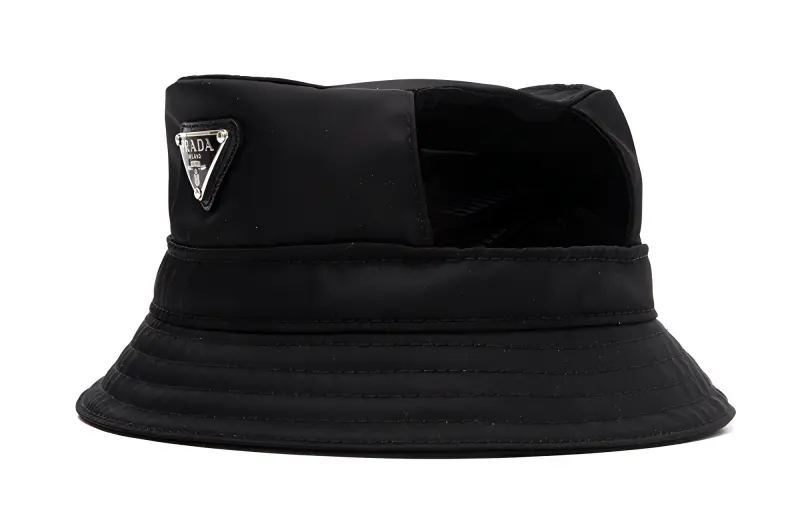 PRADA Canvas Bucket Hats Unisex Black