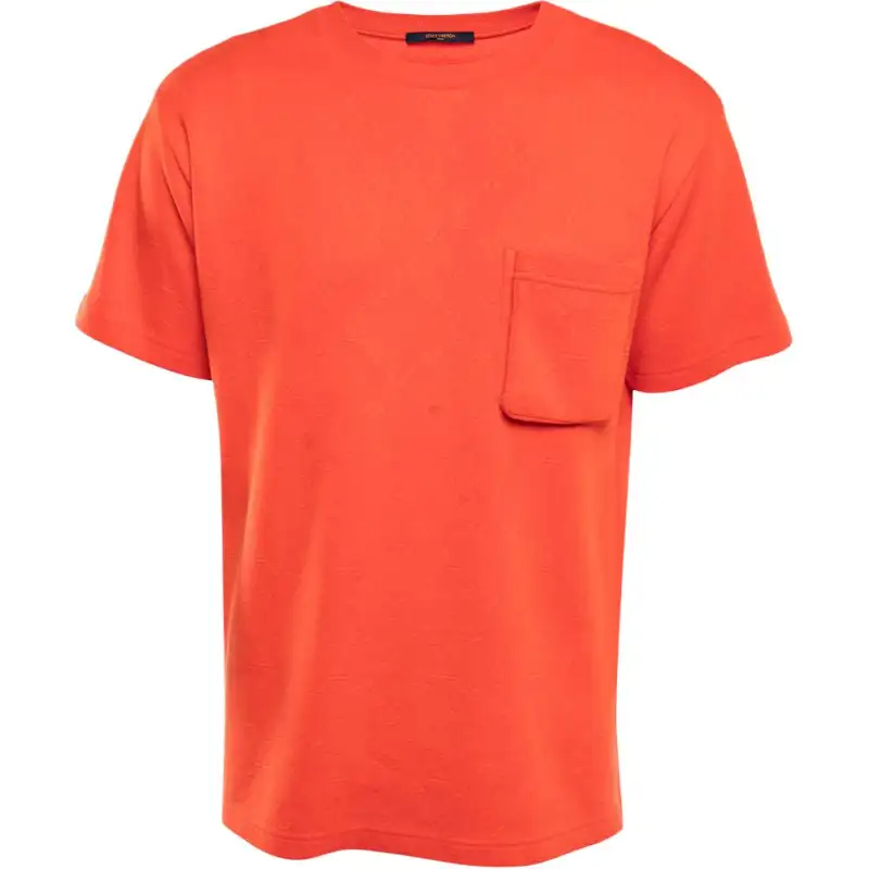 LOUIS VUITTON T Shirts Men's Orange Red Crew Neck Moderate Straight Fit