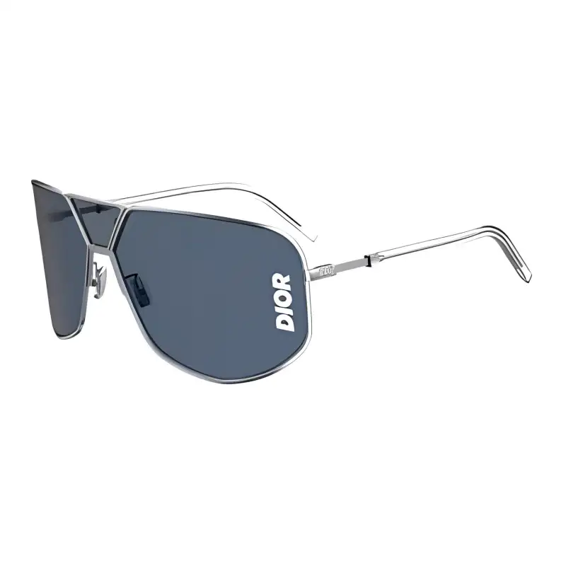 DIOR Metal Irregular Shape Sunglasses Men's Silver