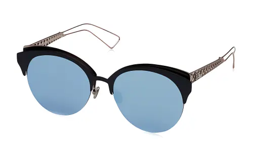 DIOR Metal Irregular Shape Sunglasses Women's Black