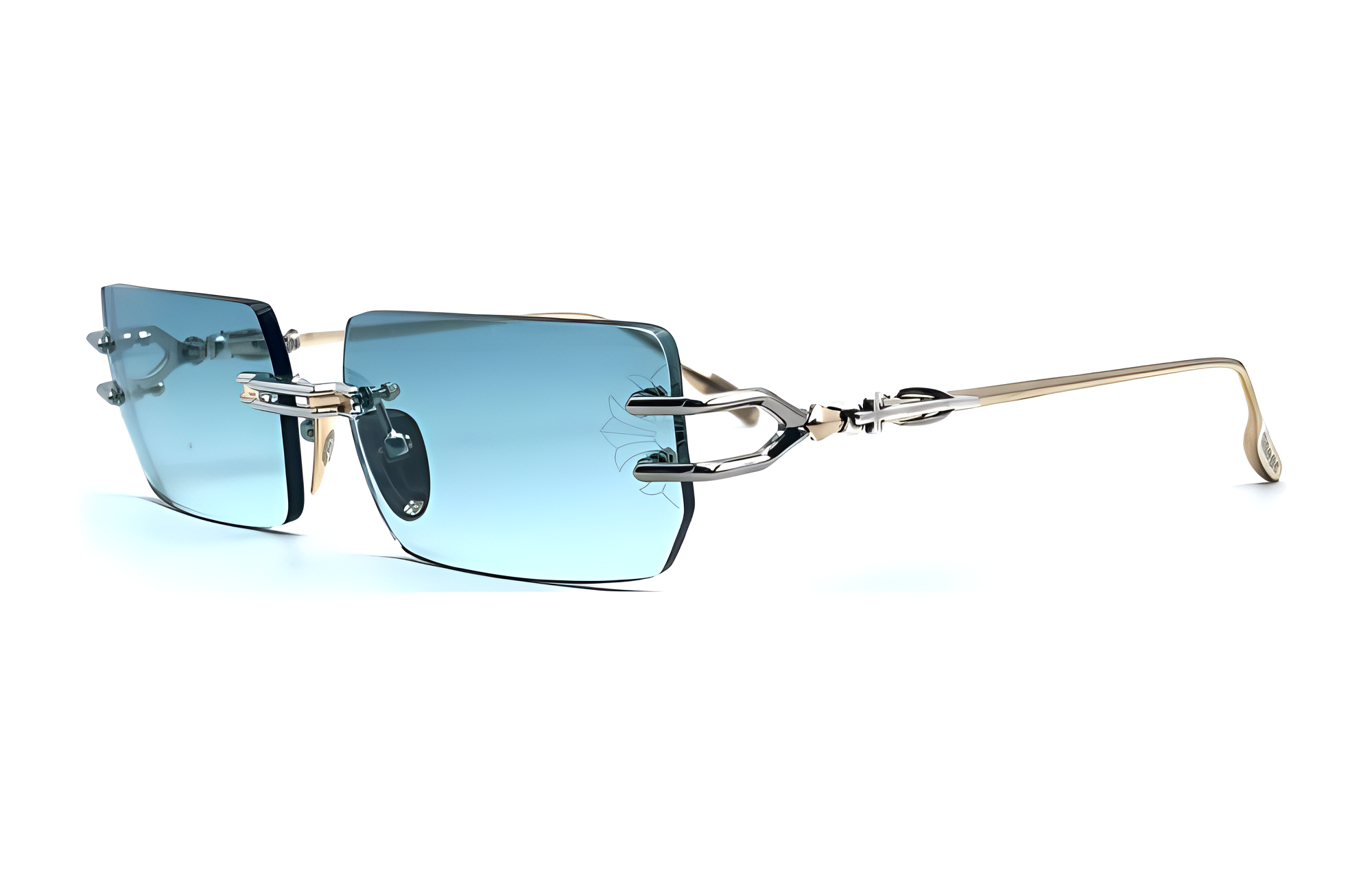 Chrome Hearts Titanium Irregular Shape Sunglasses Men's Gold
