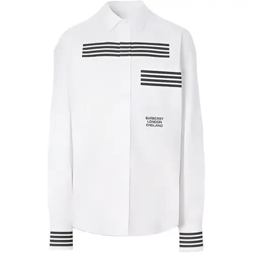 Burberry Shirts Men's White Polo Collar Moderate