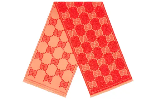 GUCCI Knit Scarves Women's Red And Beige