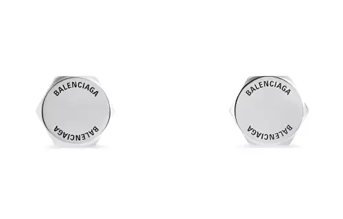 Balenciaga Brass Stud Earrings Women's Silver