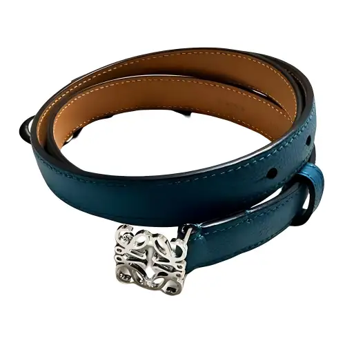 LOEWE Pattern Design Leather Belts Women's Blue