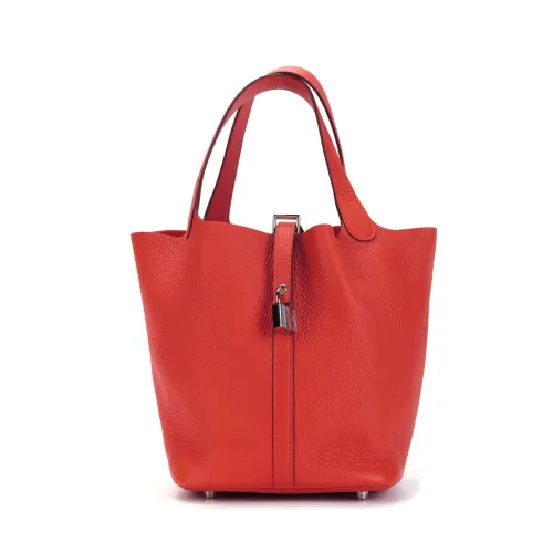 HERMES Picotin Lock Clemence Bullock Leather Basket Bag, Bucket Bag, Handbag 18 Women's 0E Rose Texas Pink