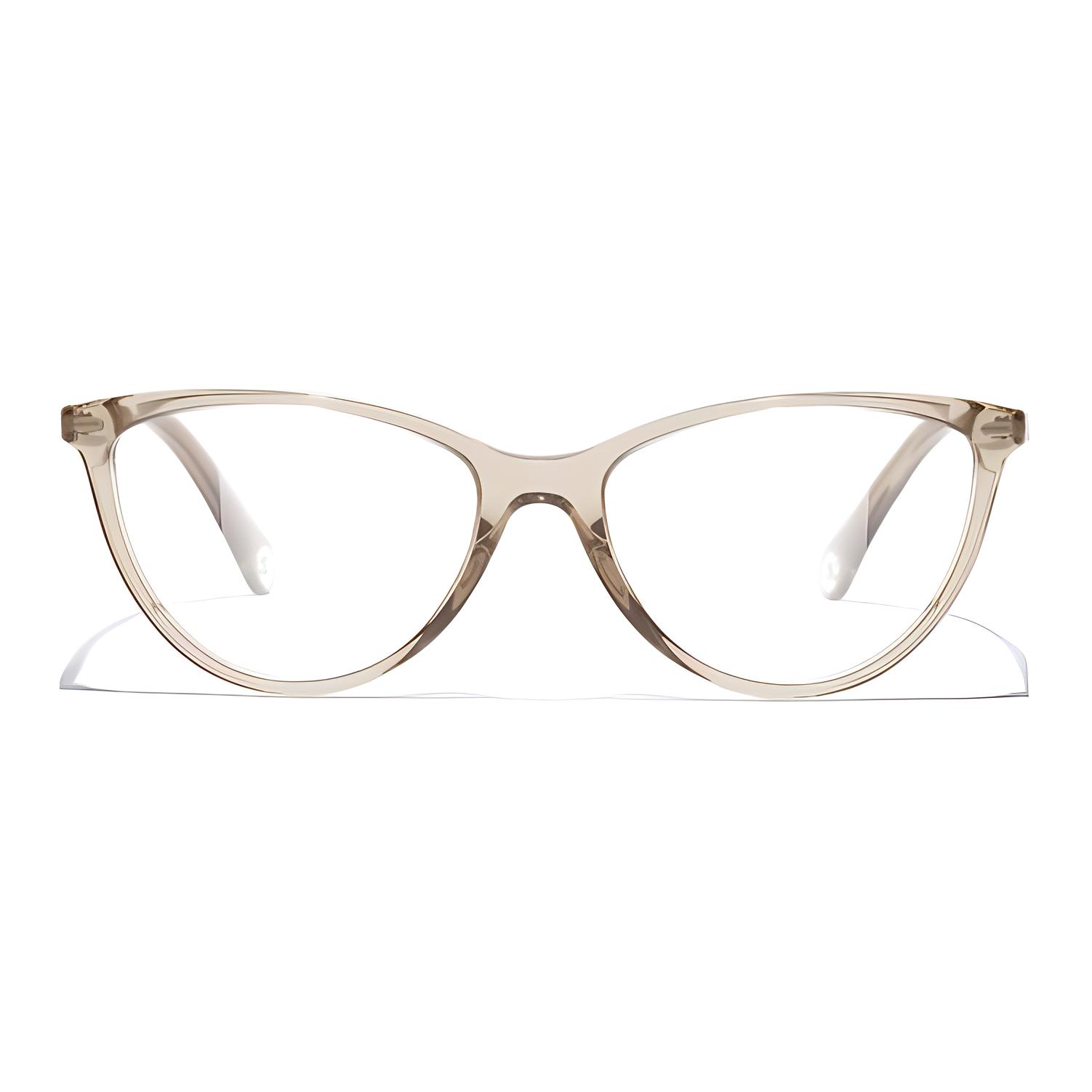 CHANEL Acetate Irregular Shape Eyeglass Frames Women's Taupe