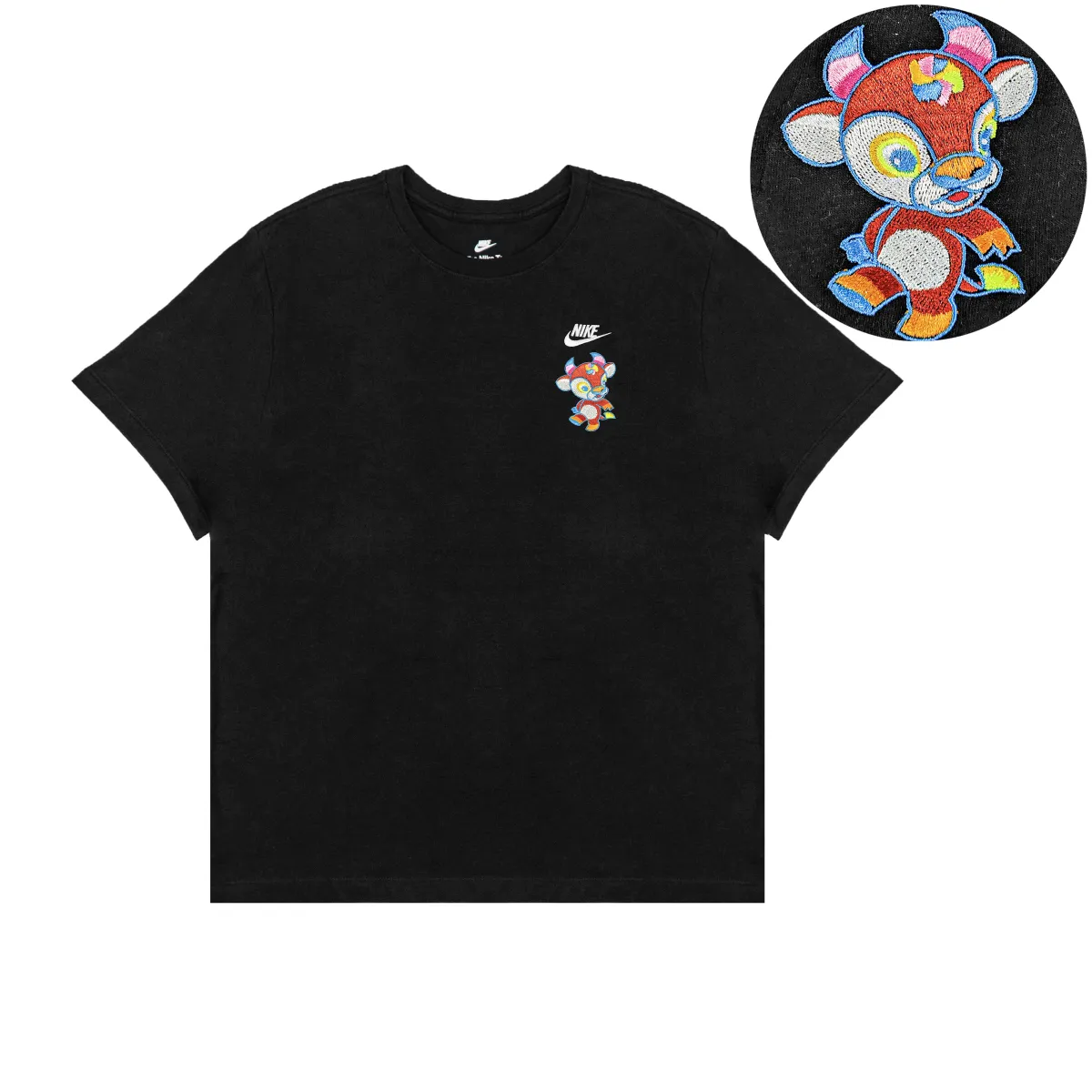 Nike T-Shirts Unisex Black Crew Neck Moderate Straight Fit