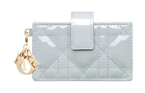 DIOR Lady Dior Patent Leather Calfskin Card Holder Card Holder Women's Blue