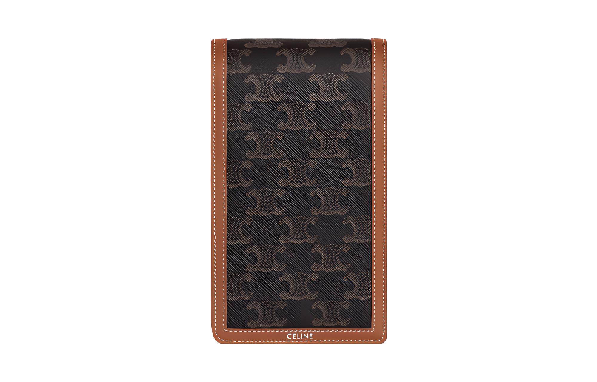 CELINE Celine all-over presbyopia printed magnetic buckle flap cow leather edging card holder regular men's tan