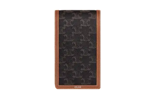 CELINE Cow Leather Binding Card Holder Regular Men's Tawny