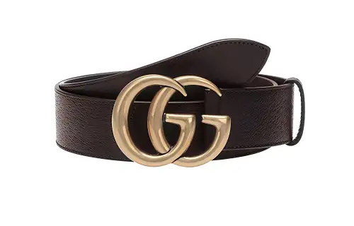 GUCCI GG Marmont Leather Belts Men's Gold Width 4cm
