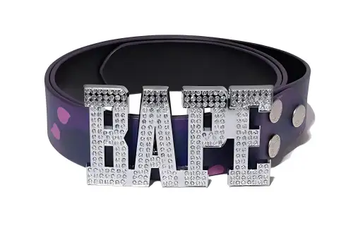 A BATHING APE Logo Emblem, Pin Buckle Leather Belts Men's Multicolor Width 3.5CM