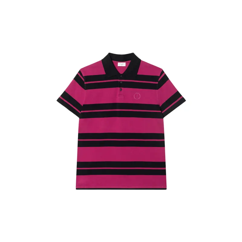 SAINT LAURENT Monogram Striped Polo Shirt