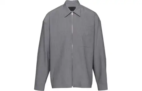 PRADA Shirts Men's Gray Pointed Collar Moderate Other