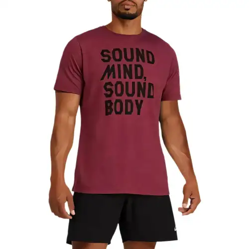 Asics SS SOUND MIND T Shirt Men's Dark Purple Red
