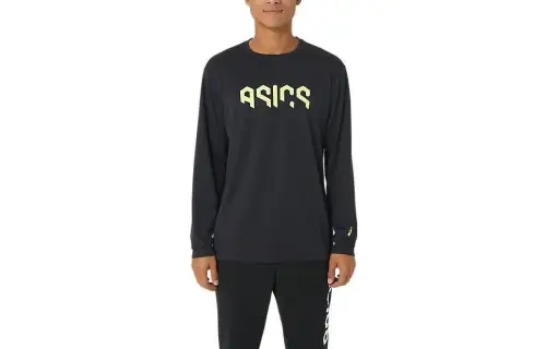 ASICS Hex Graphic Dry Long Sleeve Sweatshirts Men's Black Crew Neck Moderate Other