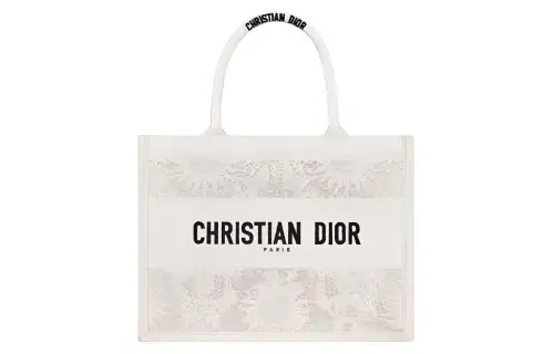 DIOR Embroidery Tote Bag, Shopping Bag, Handbag Medium Women's White