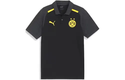 PUMA Polo Shirts Men's Black Polo Collar Moderate Straight Fit