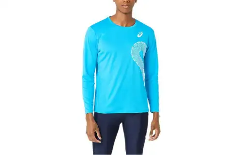 ASICS Sweatshirts Men's Blue Crew Neck Moderate Regular