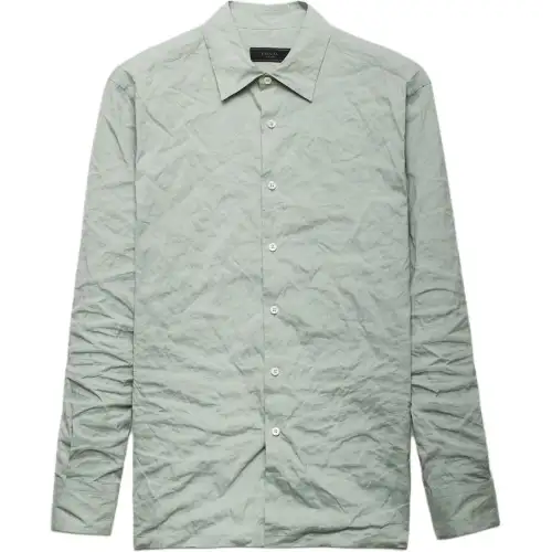 PRADA Shirts Men's Green Pointed Collar Moderate Other