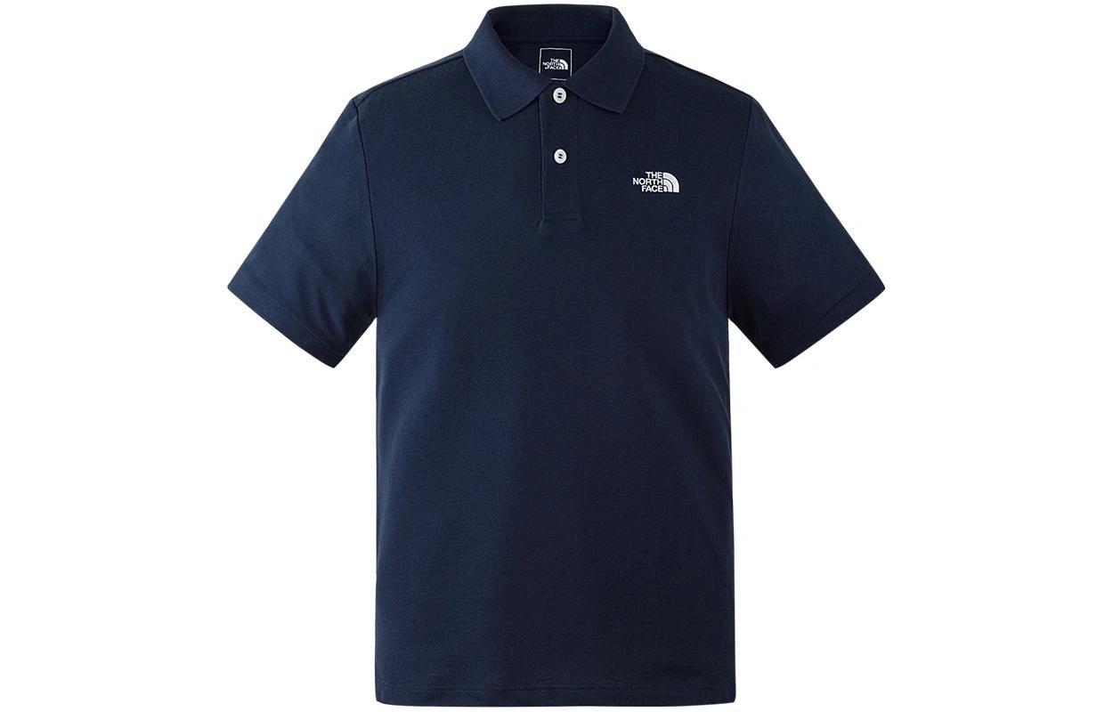 The north face, travel breathable blue polo for leisure, with short sleeve