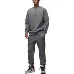 Jordan Flight Fleece Lined Crew Neck Pullover Drop Shoulder Long Sleeved Sweatshirt Men's Carbon Gray