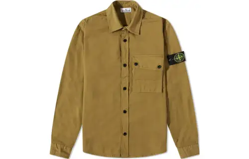 STONE ISLAND Shirts Men's Dark Beige Pointed Collar Moderate Other