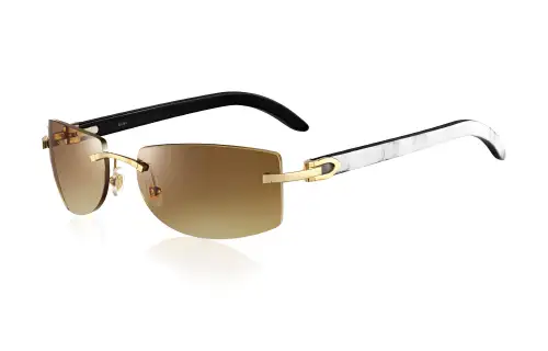 CARTIER Ox Horn Irregular Shape Sunglasses Men's Gold