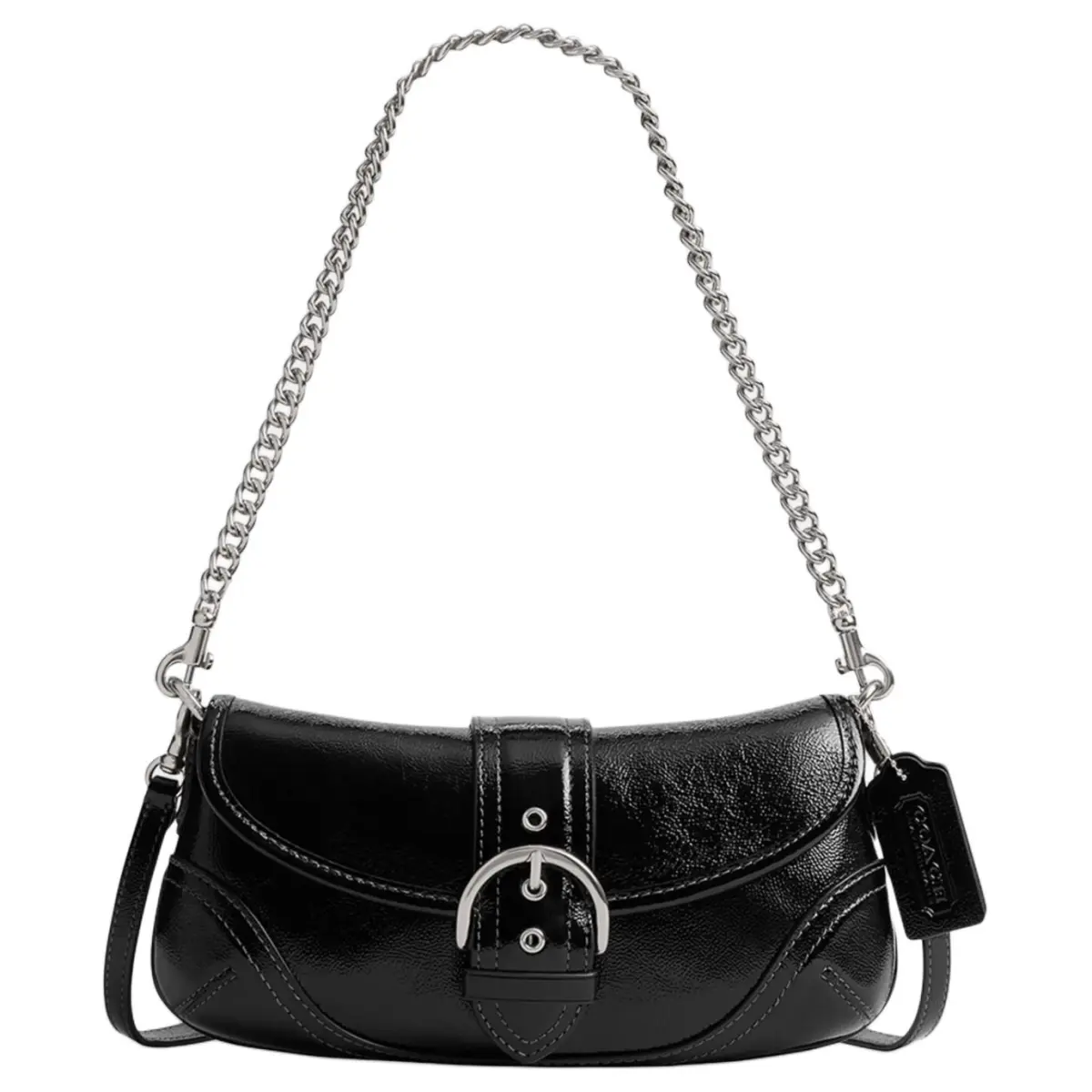 COACH Soho Patent Leather Shoulder Bag Medium Women's Black