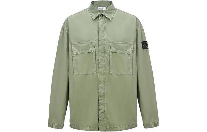 Мужская куртка-рубашка STONE ISLAND SS23 (зеленая)