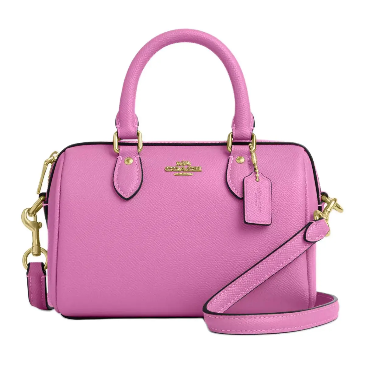 COACH Rowan Leather Shoulder Bag, Crossbody Bag, Handbag Small Women's Fuchsia