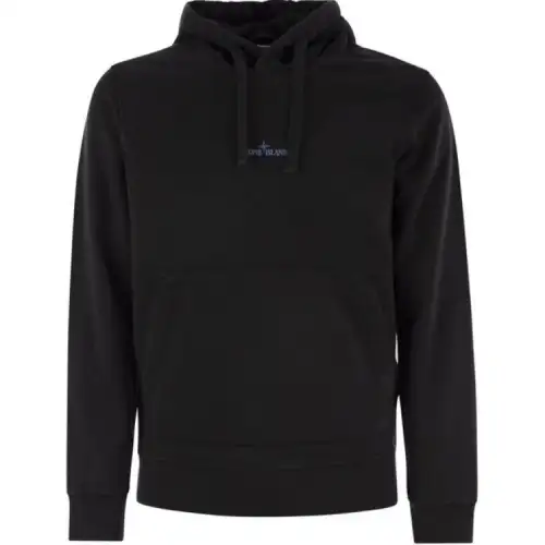 Stone Island Logo Printed Drawstring Hoodie
