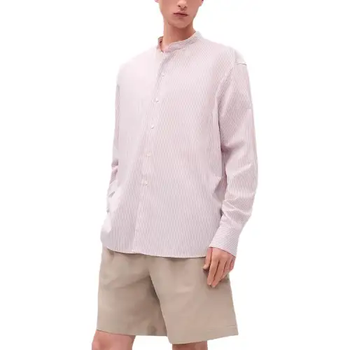 HERMES Shirts Men's Pink Ribbon Collar Moderate