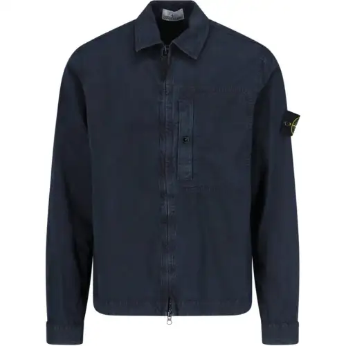 STONE ISLAND Compass Patch Zip Up Shirt Jacket