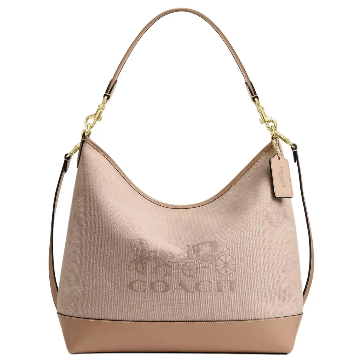 COACH Laurel Canvas With Leather Shoulder Bag Large Women's Khaki