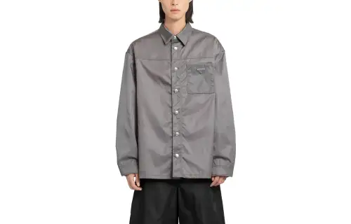 PRADA Shirts Men's Gray Lapel Moderate Other