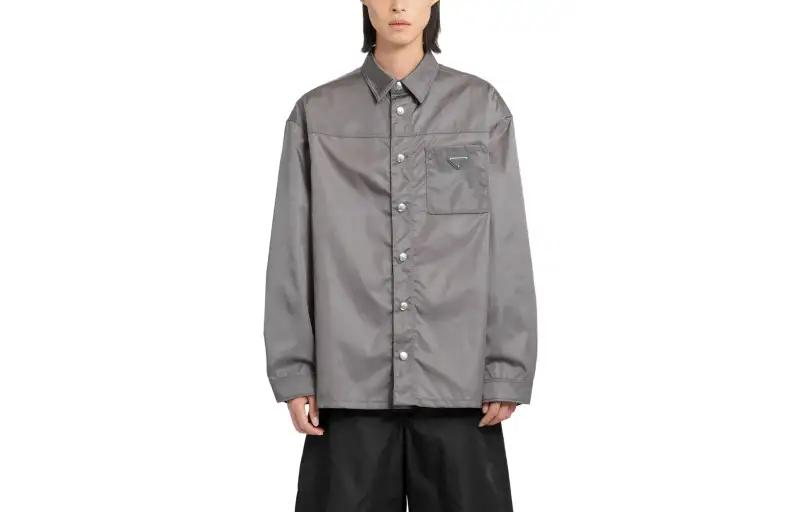 PRADA Shirts Men's Gray Lapel Moderate Other