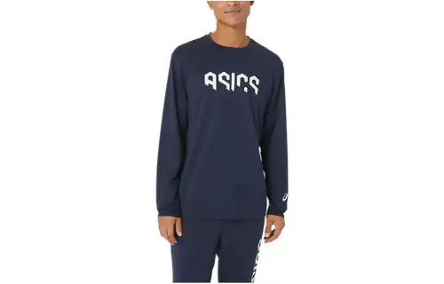 ASICS Sweatshirts Men's Blue Crew Neck Moderate Regular