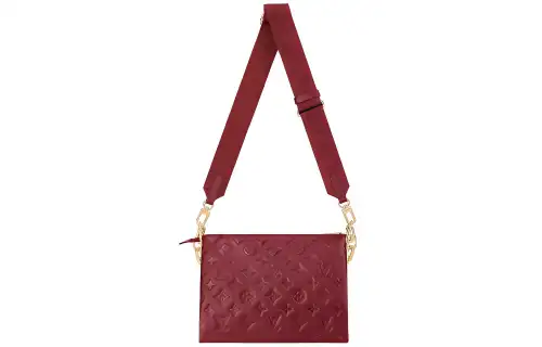 LOUIS VUITTON Coussin Sheepskin Underarm Shoulder Bag, Crossbody Bag Small Women's Burgundy