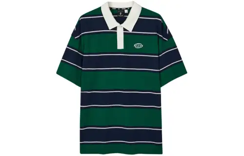 Skechers Polo Shirt Unisex Green Thick Stripes