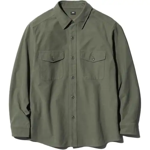 UNIQLO Shirts Unisex Olive Lapel Moderate Other