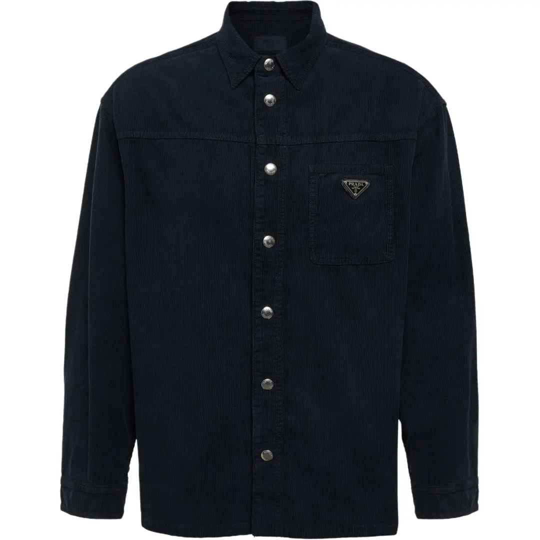 PRADA Shirts Men's Blue Lapel Moderate Shirt