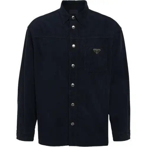 PRADA Shirts Men's Blue Lapel Moderate Shirt