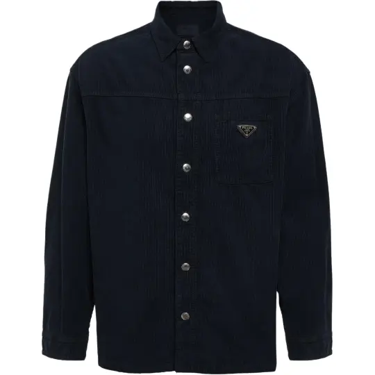 PRADA Shirts Men's Blue Lapel Moderate Shirt