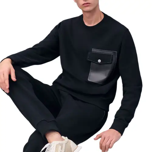 HERMES Sweatshirts Men's Black Crew Neck Moderate Regular