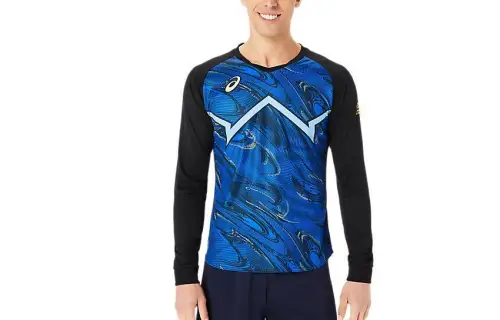 ASICS Sweatshirts Men's Blue Crew Neck Moderate Regular